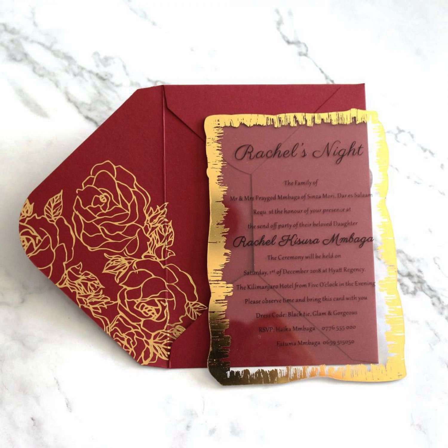 Acrylic Invitation Card Party Invitation Foiling Printing Wedding Invitation